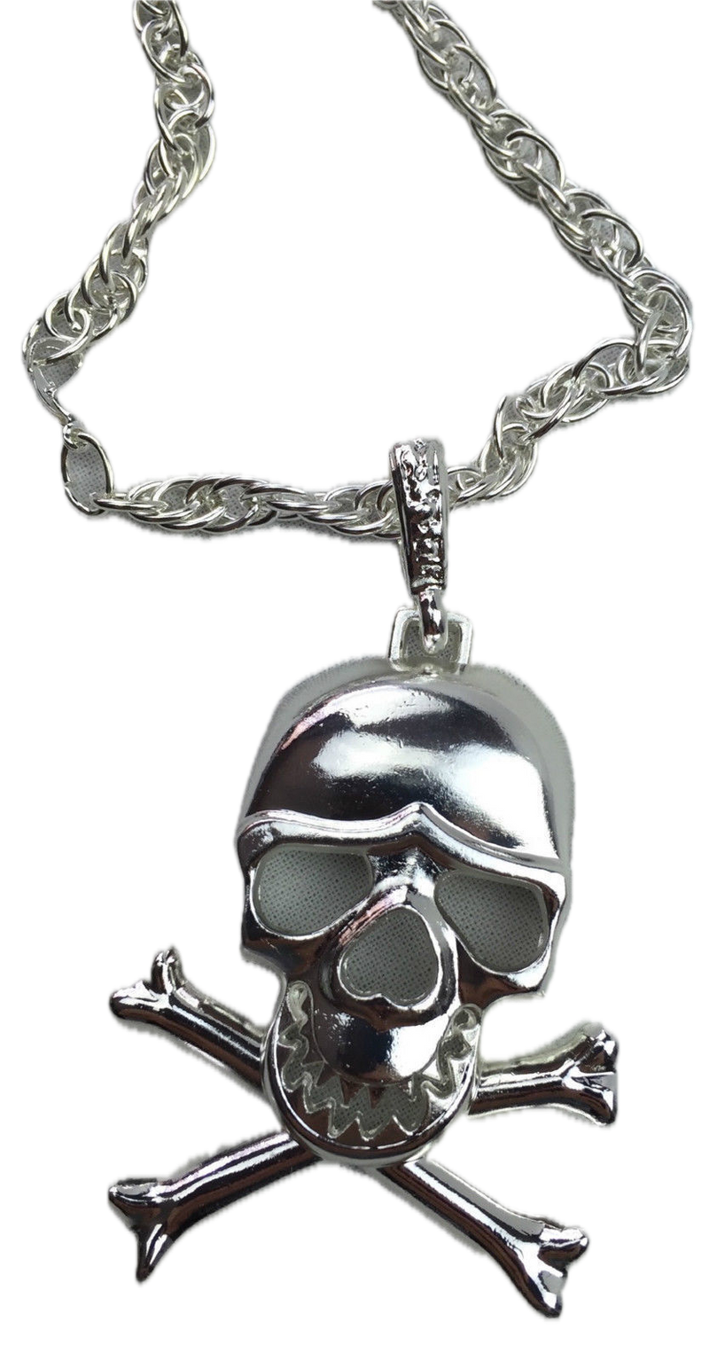 Load image into Gallery viewer, SKULL NECKLACE Pendant Silver Chain Punk Vintage Fashion Gothic Jewelry Retro-2
