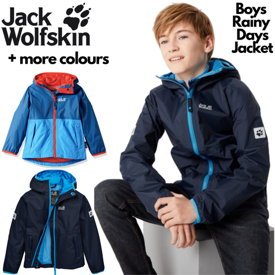Jack Wolfskin Boys Rainy Days Waterproof Jacket Windproof-1