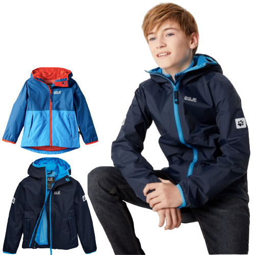 Jack Wolfskin Boys Rainy Days Waterproof Jacket Windproof-0