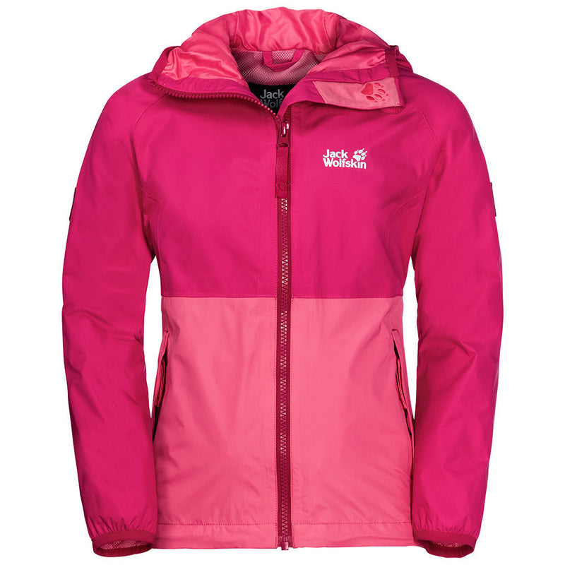 Load image into Gallery viewer, Jack Wolfskin Rainy Day Girls Jacket Pockets High-vis Waterproof Hooded Zip Kids-8
