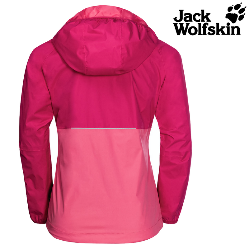 Load image into Gallery viewer, Jack Wolfskin Rainy Day Girls Jacket Pockets High-vis Waterproof Hooded Zip Kids-3
