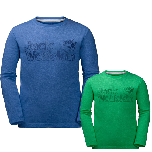 Jack Wolfskin Boys Long Sleeve Cotton Tee T-Shirt Top Kids Childrens-0