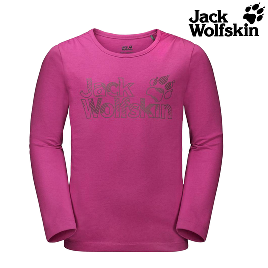 Jack Wolfskin Kids Girls Long Sleeve T Shirt Base Layer Thermal Cotton - Fuchsia-1