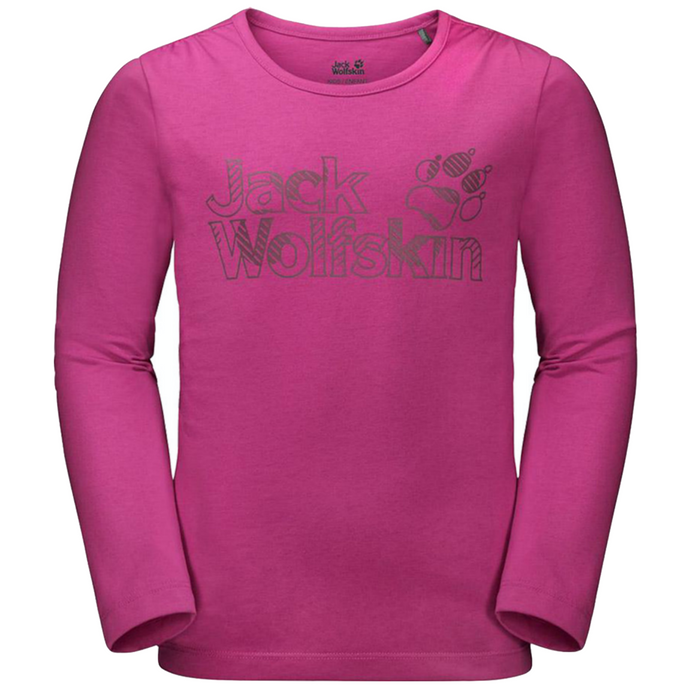 Jack Wolfskin Kids Girls Long Sleeve T Shirt Base Layer Thermal Cotton - Fuchsia-0