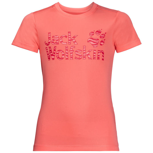 Jack Wolfskin Girls Jungle T Shirt Tee Top Sun UV Shield Shirt Childrens UPF 50+ - Flamingo-0