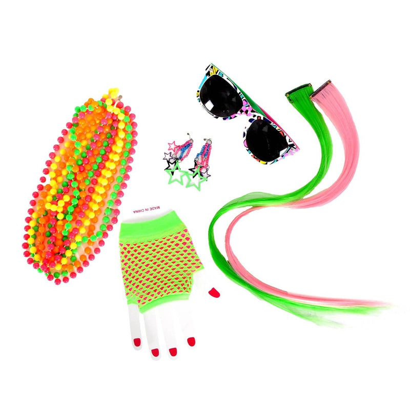 Load image into Gallery viewer, Instant Deluxe 80s Fluro Fancy Dress Accessory Set 1980s Halloween Retro Costume-2
