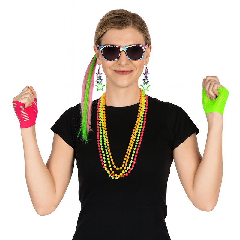 Load image into Gallery viewer, Instant Deluxe 80s Fluro Fancy Dress Accessory Set 1980s Halloween Retro Costume-0
