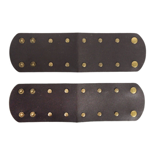 Gods and Goddesses Wristband Cuffs Brown Faux Leather Bronze Stud Pair-2