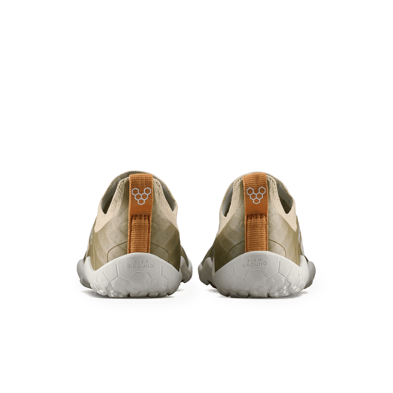 Load image into Gallery viewer, Vivobarefoot Primus Trail Knit FG Preschool Peyote children's shoes back view with lightweight design and flexible sole.
