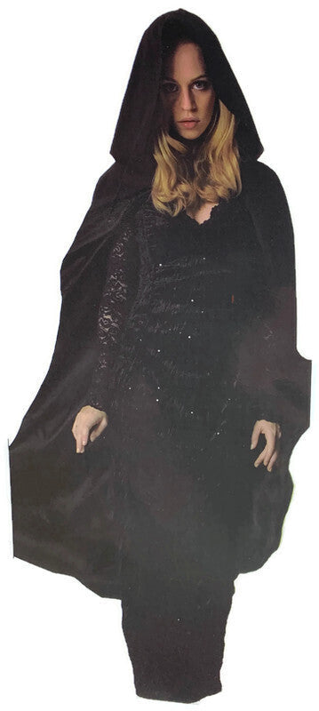 Load image into Gallery viewer, Adult Cape Cloak Hooded Robe Halloween Vampire Witch Wizard 140cm - Black-0
