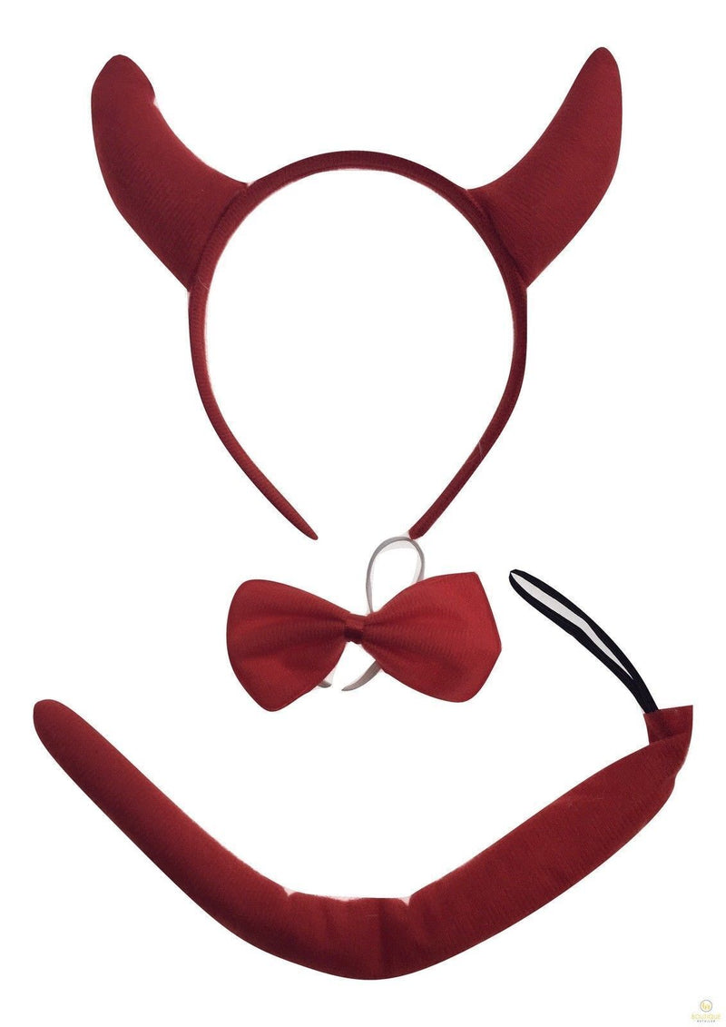 Load image into Gallery viewer, DEVIL HEADBAND Red Furry Horns Ears Marabou Trim Halloween Shiny Headpiece-0
