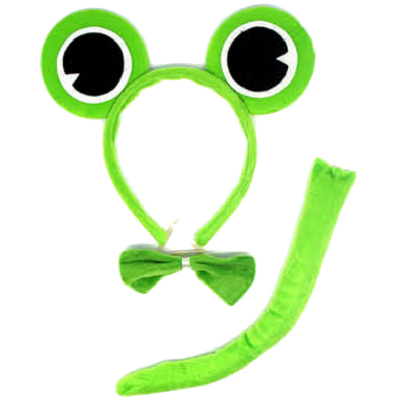Load image into Gallery viewer, 2pc Set Animal Headband w Bow Tail Dog + Frog Ears Hair Costume Halloween Party-3
