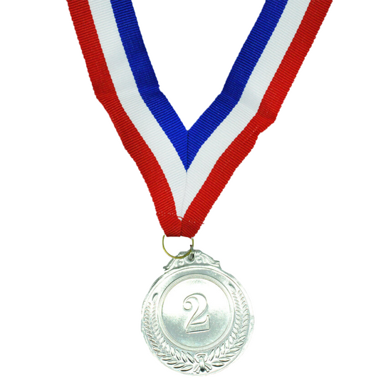 12x 2nd METAL SILVER WINNER MEDALS Sports Day School 46cm Ribbon Olympics-4