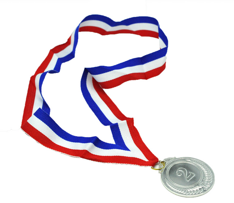 Load image into Gallery viewer, 2nd METAL SILVER WINNER MEDALS Sports Day School 46cm Ribbon Olympics-1
