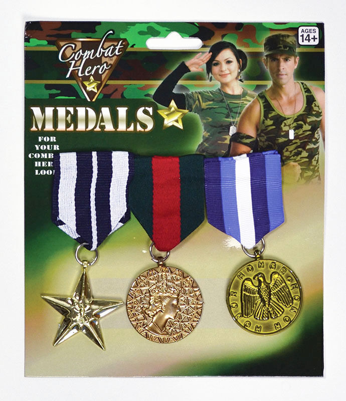 Load image into Gallery viewer, 3x Army Solider Medals Combat Party Costume Halloween Fancy Dress Replica-1
