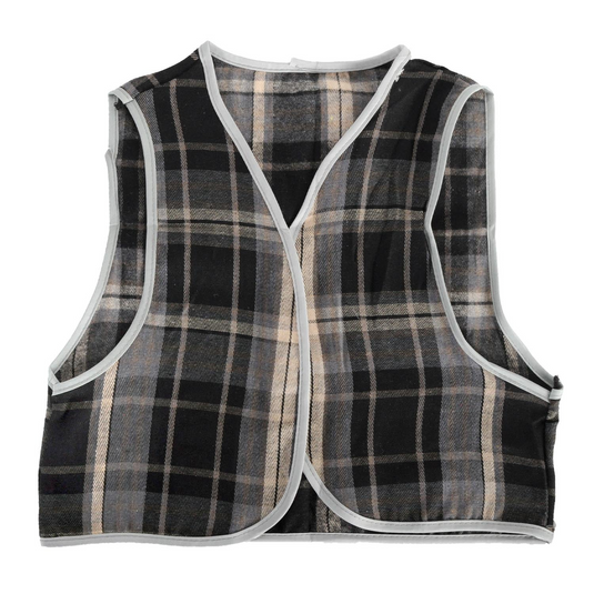 Childrens Grey Checkered Party Costume Vest Boys Kids Victorian, Cowboy or 1920s Style-1