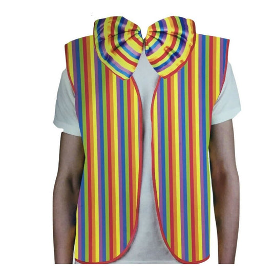 RAINBOW VEST & BOW TIE Set Kit Costume Jacket Yellow Fancy Dress Clown Party-1