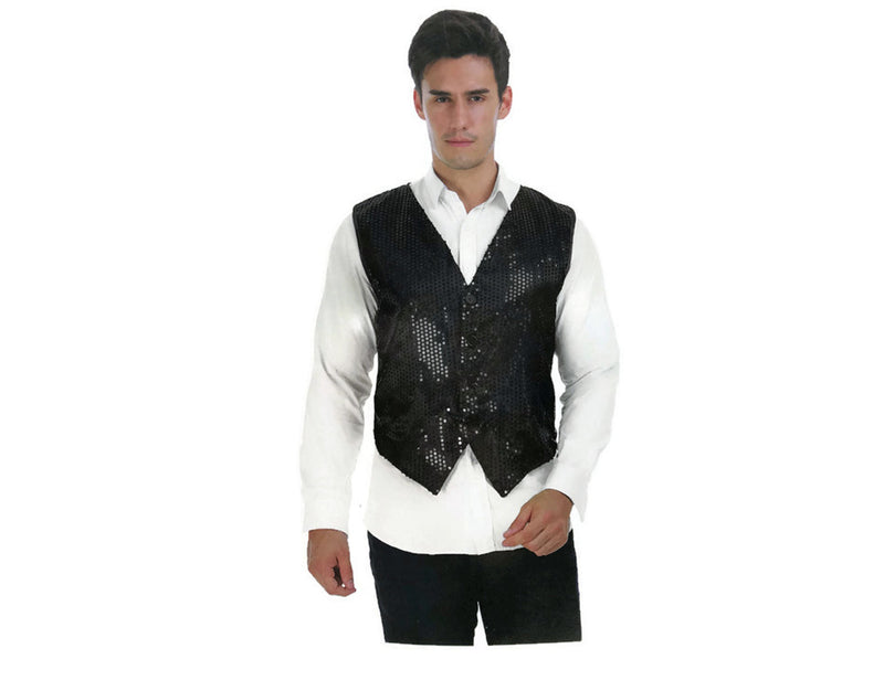 Load image into Gallery viewer, Mens Premium SEQUIN VEST Waistcoat Dance Costume Disco Sparkle Deluxe-2
