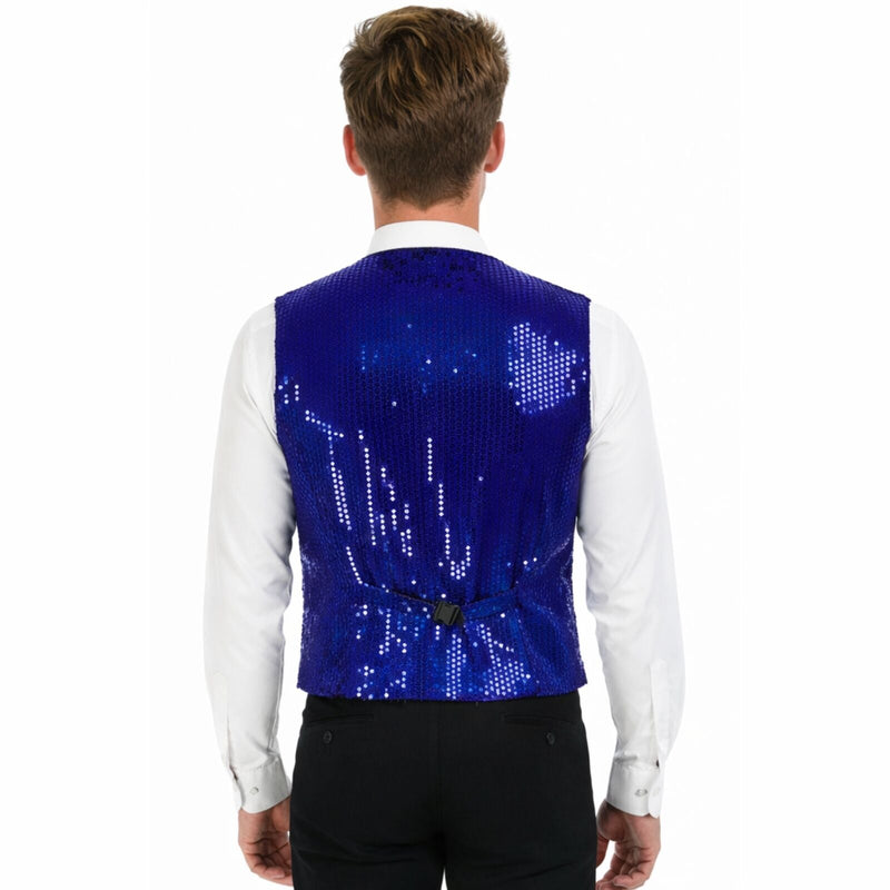 Load image into Gallery viewer, Mens Sequin Vest Waistcoat Disco Sparkle Costume Dance Party One Size - Blue-2

