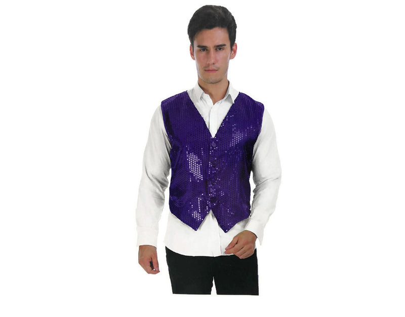 Load image into Gallery viewer, Mens Premium SEQUIN VEST Waistcoat Dance Costume Disco Sparkle Deluxe-8

