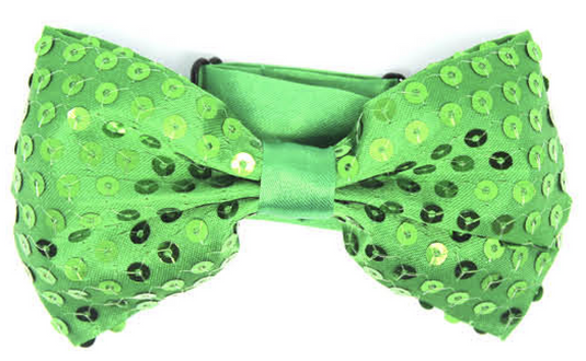 GLITTER SEQUIN BOW TIE Costume Fancy Dress Dance Fancy Shiny Party Bowtie - Green-0