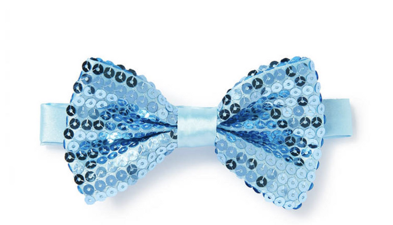 Load image into Gallery viewer, GLITTER SEQUIN BOW TIE Costume Fancy Dress Dance Fancy Shiny Party Bowtie - Light Blue-0
