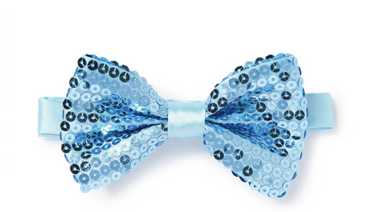GLITTER SEQUIN BOW TIE Costume Fancy Dress Dance Fancy Shiny Party Bowtie - Light Blue-0