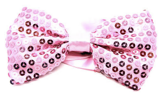 GLITTER SEQUIN BOW TIE Costume Fancy Dress Dance Fancy Shiny Party Bowtie - Light Pink-0