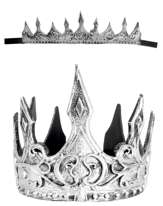 Bendable Deluxe Crown King Party Costume Medieval Prop in Silver-2