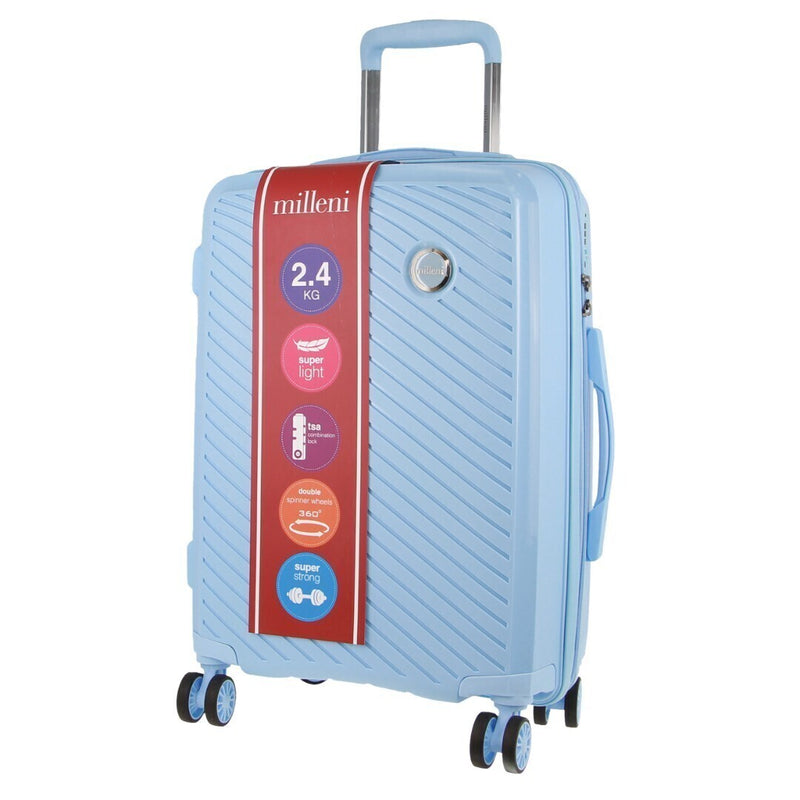 Load image into Gallery viewer, 2x Pierre Cardin Inspired Milleni Cabin Luggage Bag 54cm (39L) - Blue &amp; White
