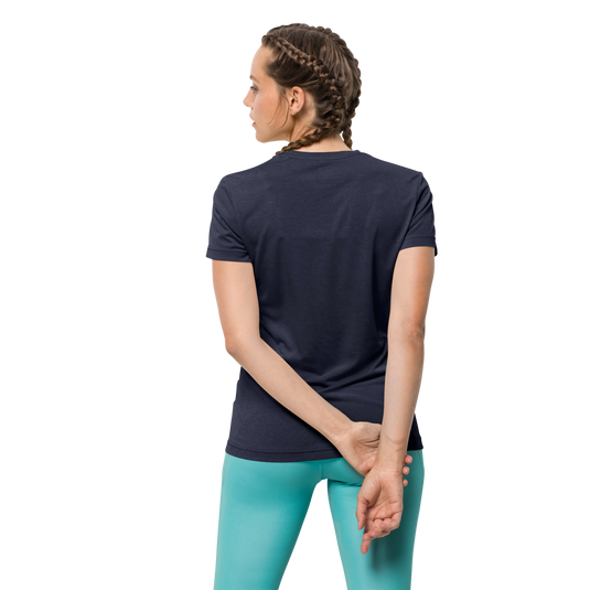 Jack Wolfskin Womens Crosstrail Short Sleeve Top T Shirt Base Layer Warm - Midnight Blue-4
