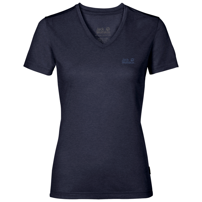Load image into Gallery viewer, Jack Wolfskin Womens Crosstrail Short Sleeve Top T Shirt Base Layer Warm - Midnight Blue-0
