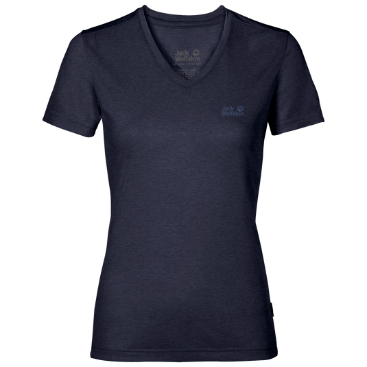 Jack Wolfskin Womens Crosstrail Short Sleeve Top T Shirt Base Layer Warm - Midnight Blue-0