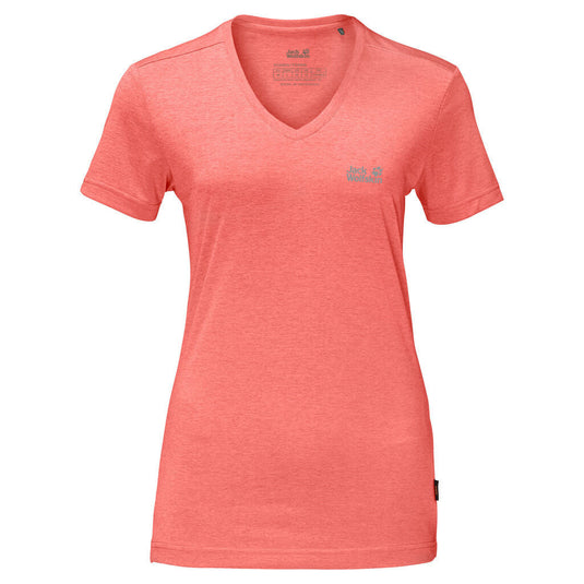 Jack Wolfskin Womens Crosstrail Short Sleeve Top T Shirt Base Layer Warm - Flamingo-0