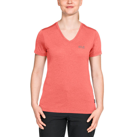 Jack Wolfskin Womens Crosstrail Short Sleeve Top T Shirt Base Layer Warm - Flamingo-2