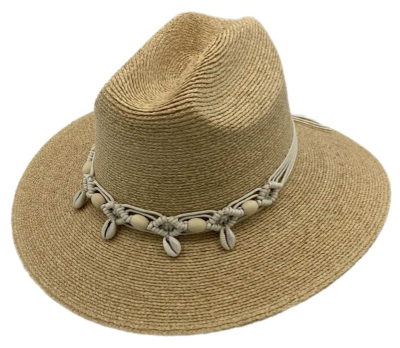 Load image into Gallery viewer, Jacaru 1816 Straw Shell Natural Hat – Palm Straw | Shell Hatband | Vegan
