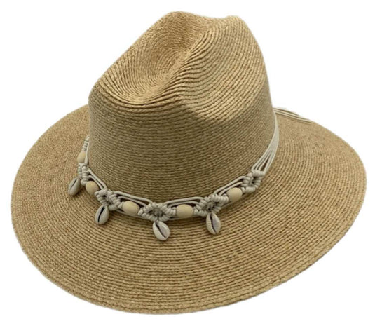 Jacaru 1816 Straw Shell Natural Hat – Palm Straw | Shell Hatband | Vegan