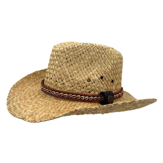 Jacaru 1818H Straw Cowboy Hat – Small Shell Band | Vegan