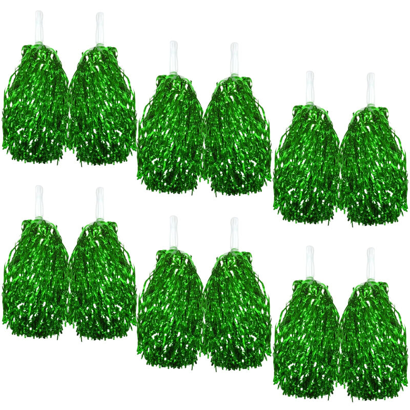 Load image into Gallery viewer, Green Metallic Cheerleading Pom Poms – Set of 6 w/ Easy-Grip Handles Australia Day-1
