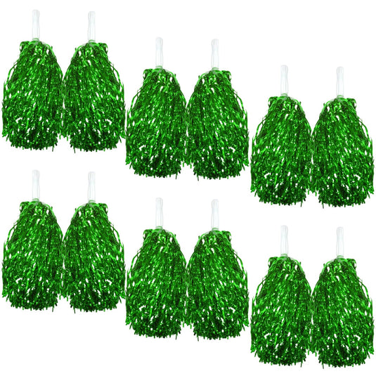 Green Metallic Cheerleading Pom Poms – Set of 6 w/ Easy-Grip Handles Australia Day-1