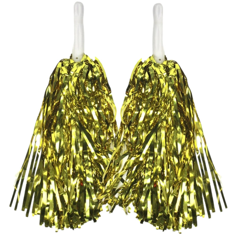 Load image into Gallery viewer, Green &amp; Yellow Metallic Cheerleading Pom Poms – 24-Pack (12 Green Pairs &amp; 12 Yellow Pairs) Australia Day-2
