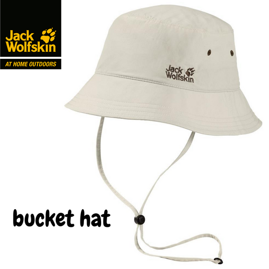 JACK WOLFSKIN Supplex Bucket Hat Sun Cap Floppy Fishing Camping - White Sand-1