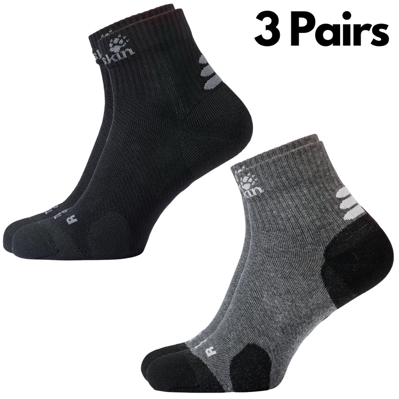 Load image into Gallery viewer, 3x Jack Wolfskin Ankle Socks Travel Organic Cotton Mid Cut Hiking Trekking-1
