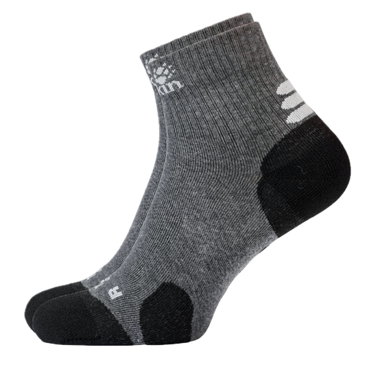6 Pairs Jack Wolfskin Cotton Socks Travel Organic Mid Cut Hiking Trekking Ankle - Dark Grey-0