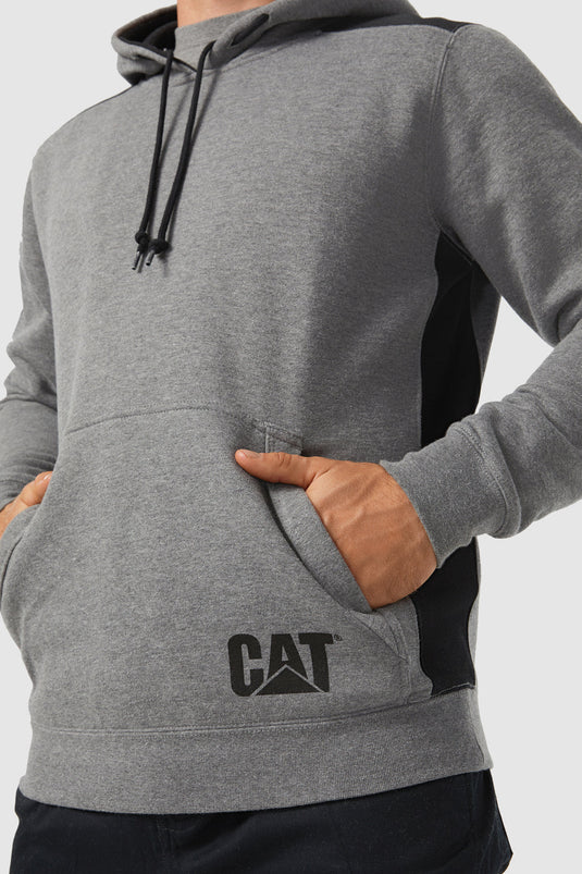 Caterpillar Logo Panel Hooded Sweatshirt Jumper Hoodie Warm Winter - Dark Heather Grey-4