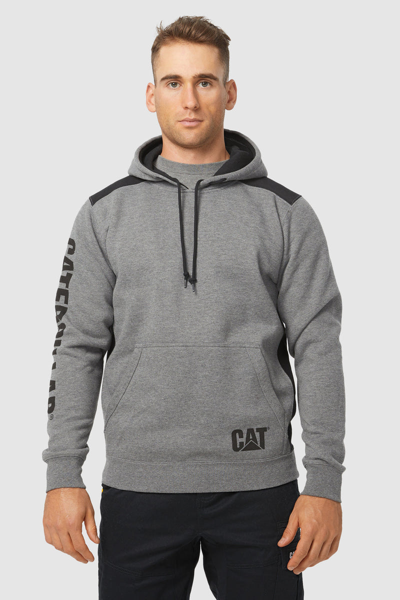 Load image into Gallery viewer, Caterpillar Logo Panel Hooded Sweatshirt Jumper Hoodie Warm Winter - Dark Heather Grey-3
