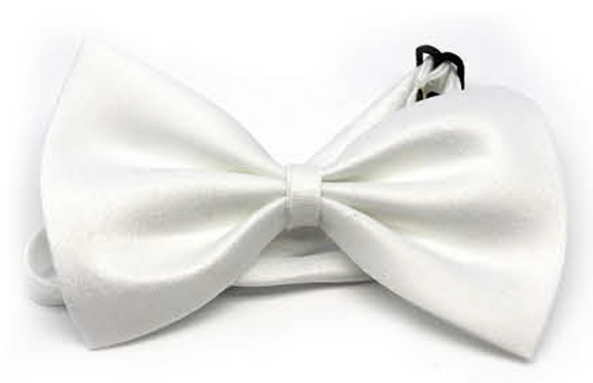 Mens BOW TIE Wedding Tuxedo  Formal Bestman Necktie Classic Plain Party - White-0