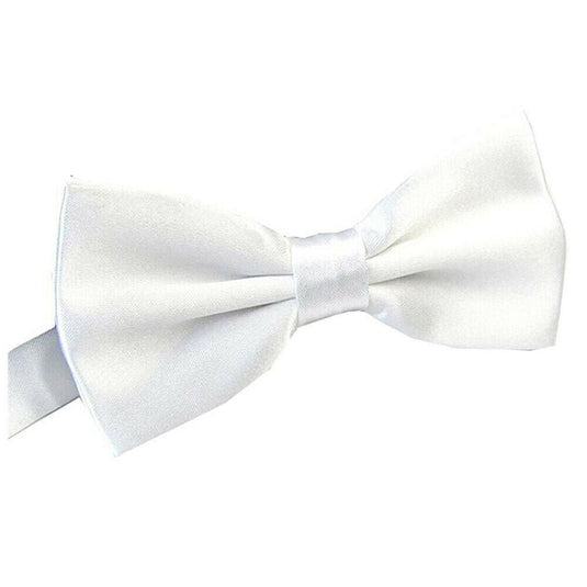 Mens BOW TIE Wedding Tuxedo Formal Bestman Necktie Classic Plain Party  - White-1