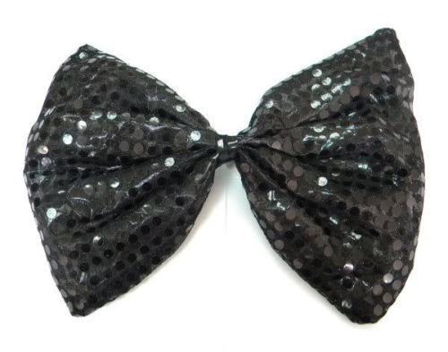 LARGE BOW TIE Sequin Polka Dots Bowtie Big King Size Party  Costume - Black-0