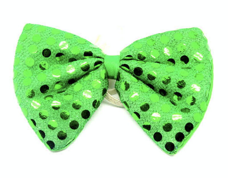 Load image into Gallery viewer, SEQUIN BOW TIE Polka Dots Bowtie Party Unisex Costume  13cm x 9cm Clown - Green-1

